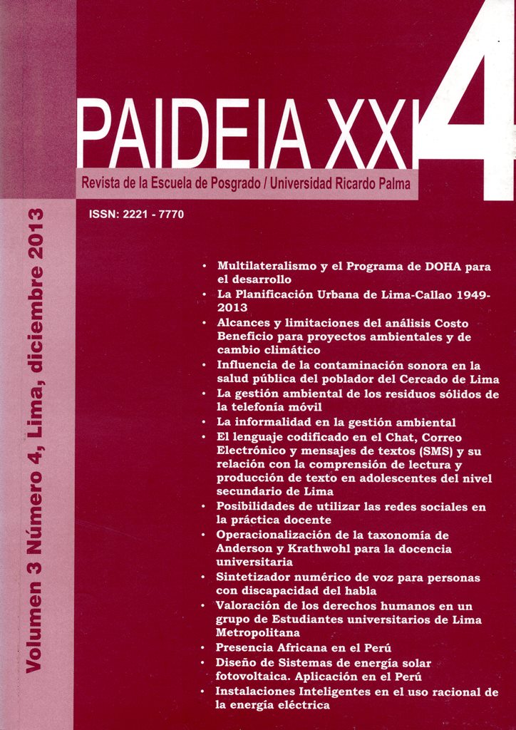					Ver Vol. 3 Núm. 4 (2013): Paideia XXI
				