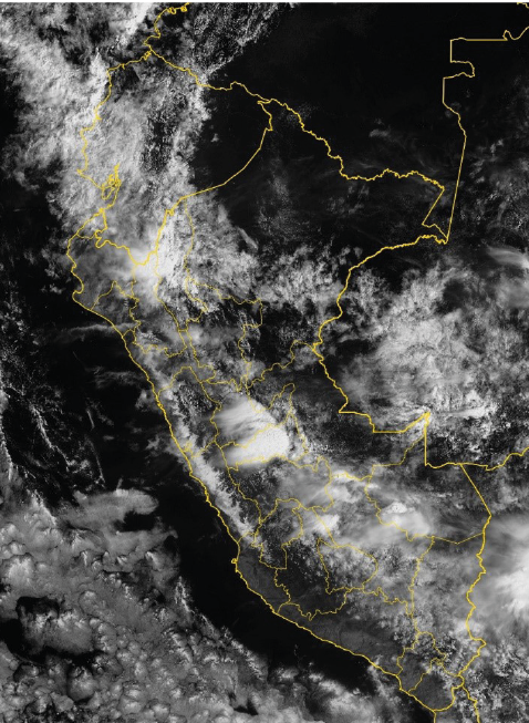 Imagen satelital del clima en Perú. Imagen  extraída de Senamhi.